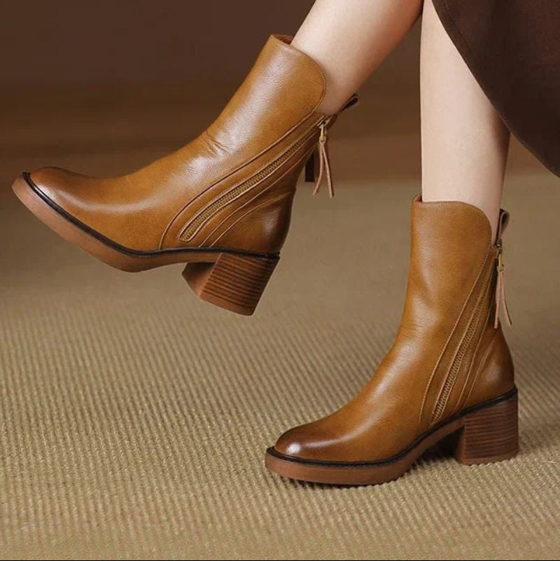 Zipped Chunky Ankle Boots