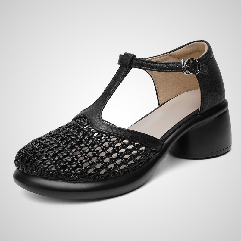 Woven T-Bar Mary Janes Shoes