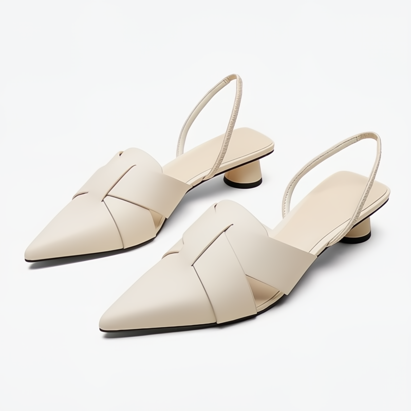 Pointed-Toe Low Heeled Sandals