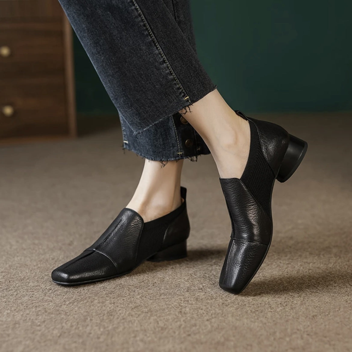 Thick Heel Naked Boots