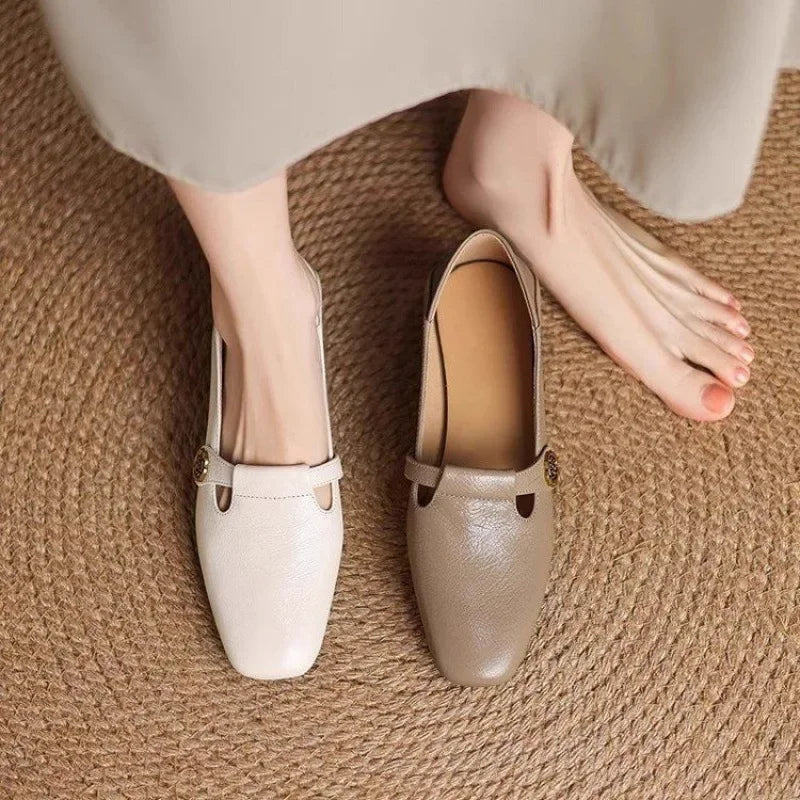 Square-Toe Strap Loafers