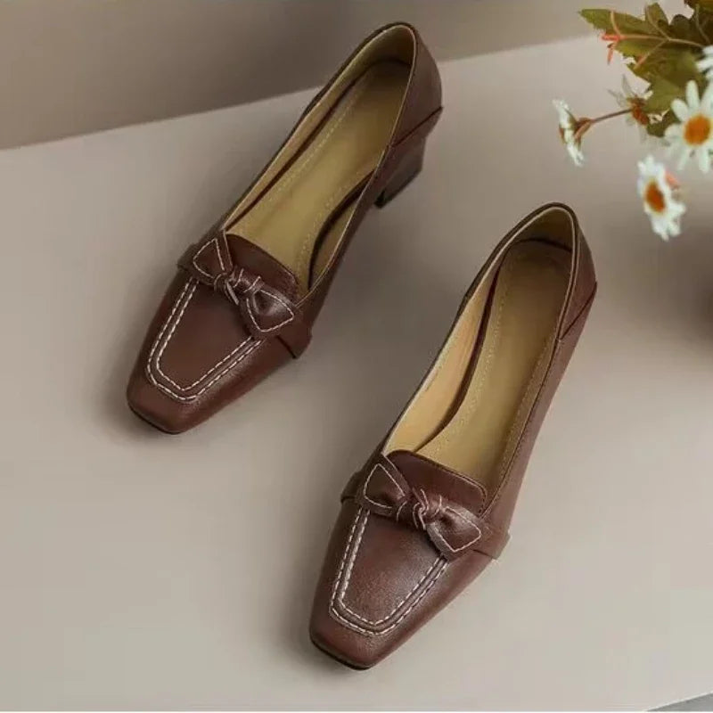 Knotted Strap Heeled Loafers