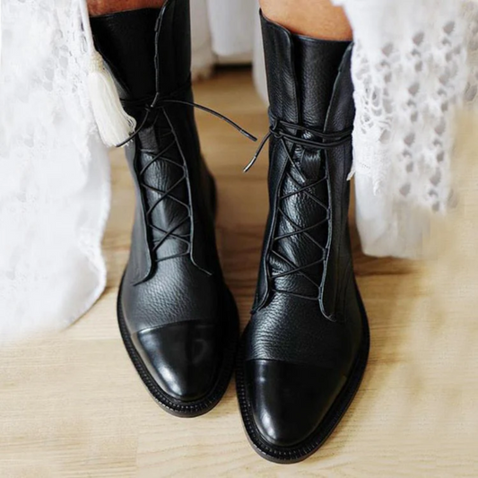 Low Heel Lace Up Boots