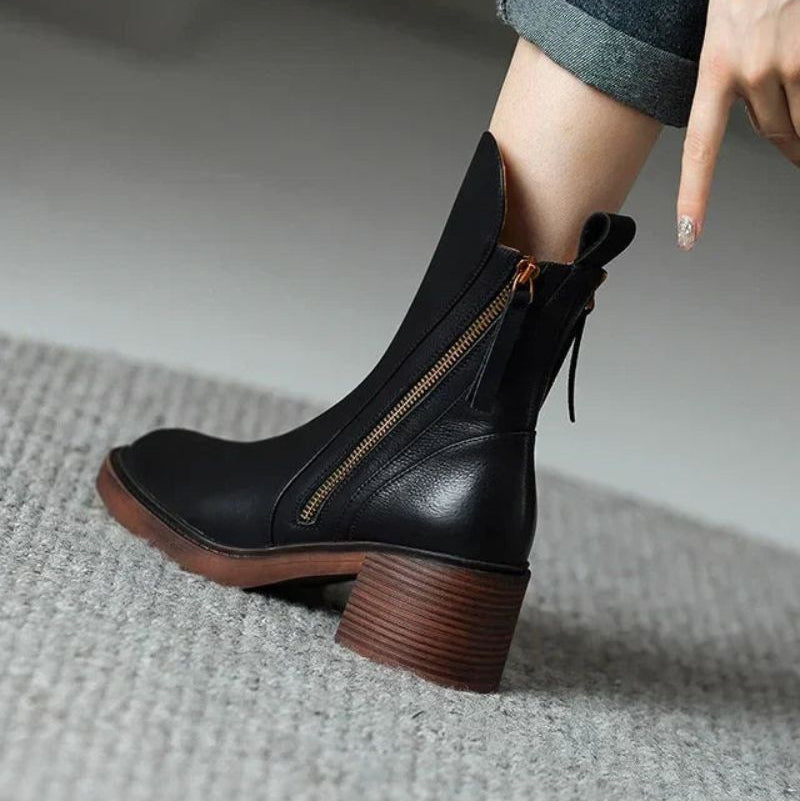 Zipped Chunky Ankle Boots