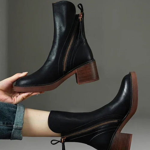 Zipped Chunky Ankle Boots
