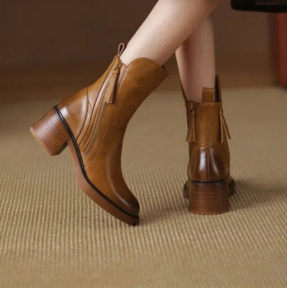 Zipped Chunky Ankle Boots