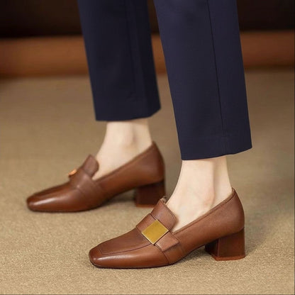 Vintage Block-Heel Loafers