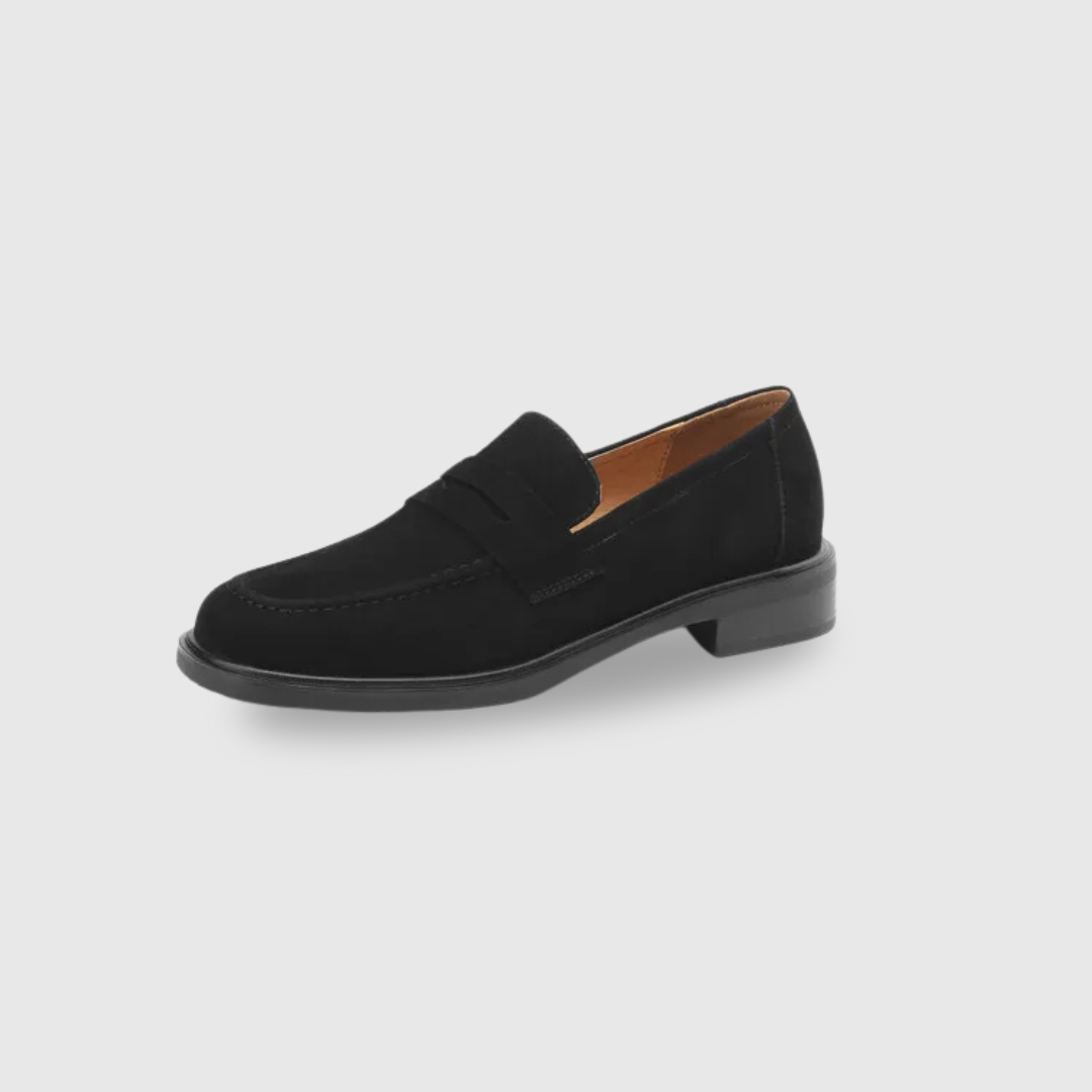 Suede Chunky Heel Loafers