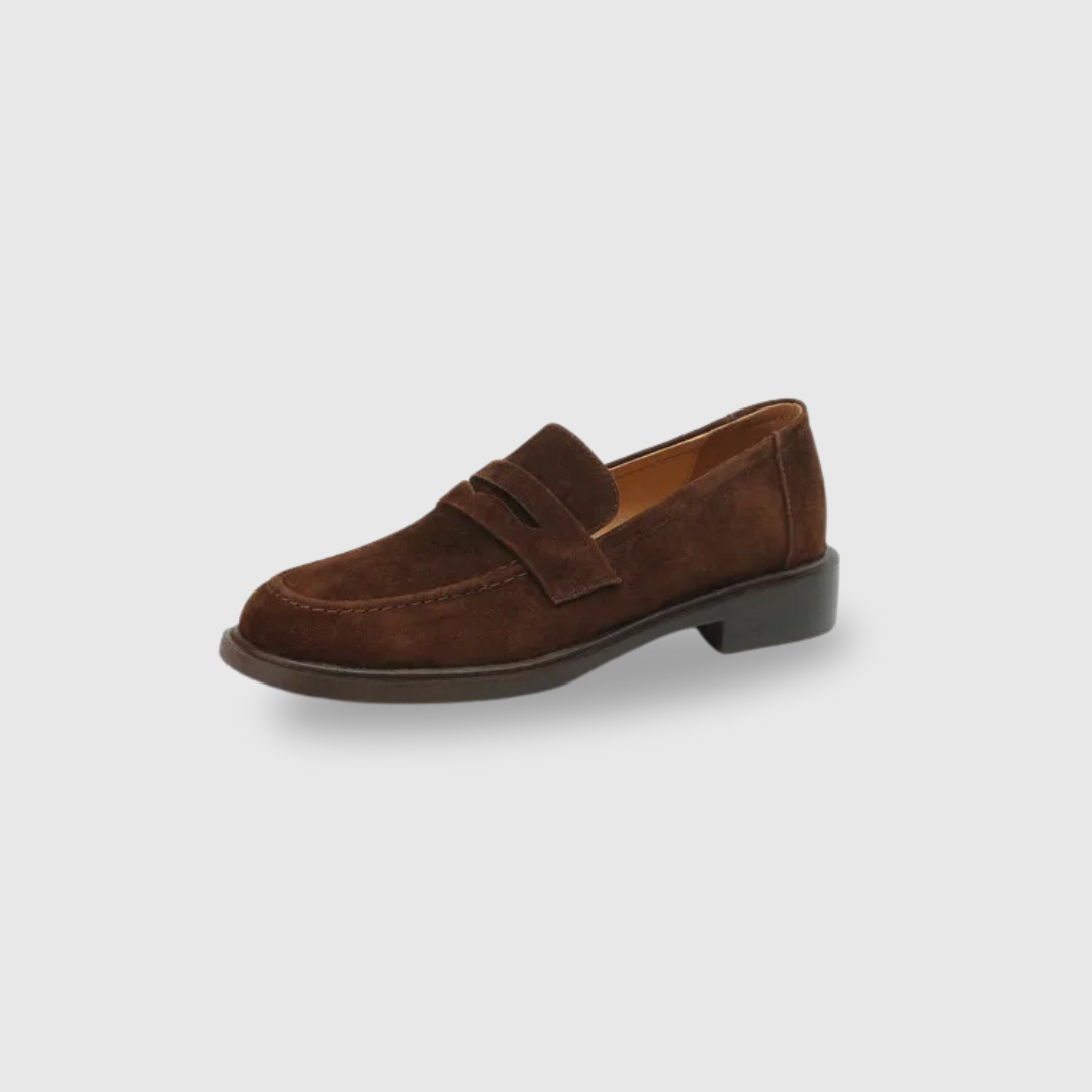 Suede Chunky Heel Loafers