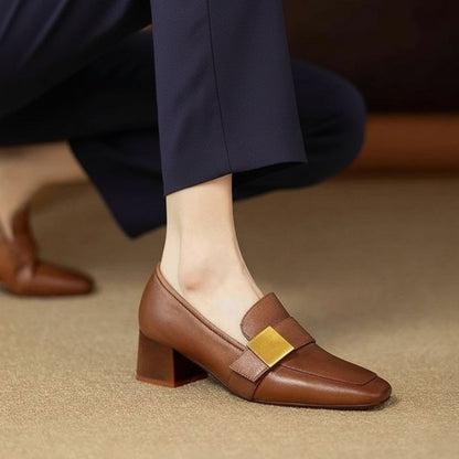 Vintage Block-Heel Loafers