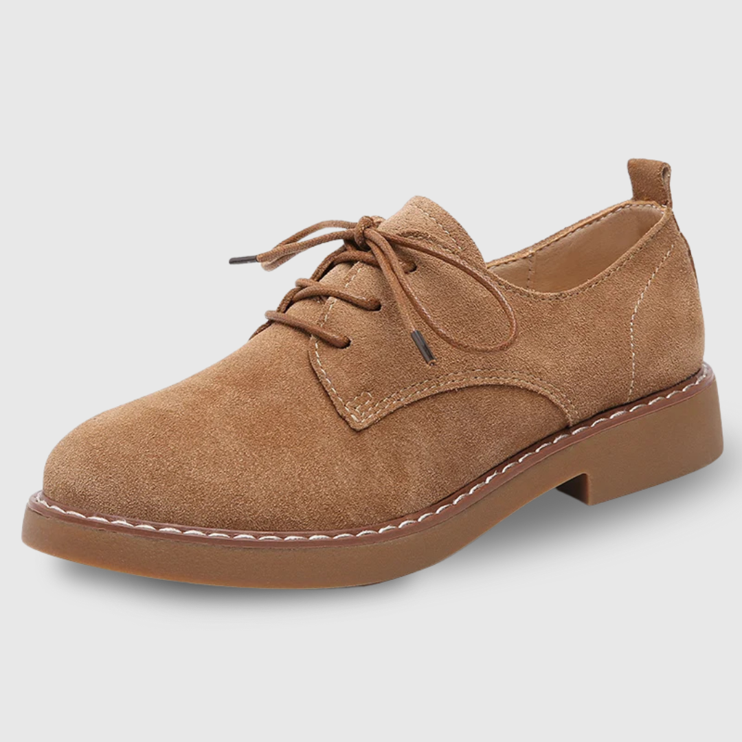 Low-Heel Suede Derby Work Shoes