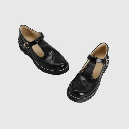 Fringe Cut Out Flower Brogue Shoes