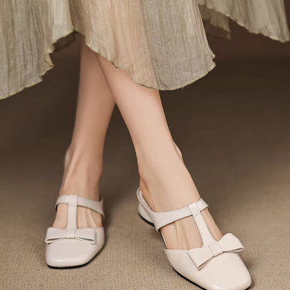 Square Toe Low Heel Slippers