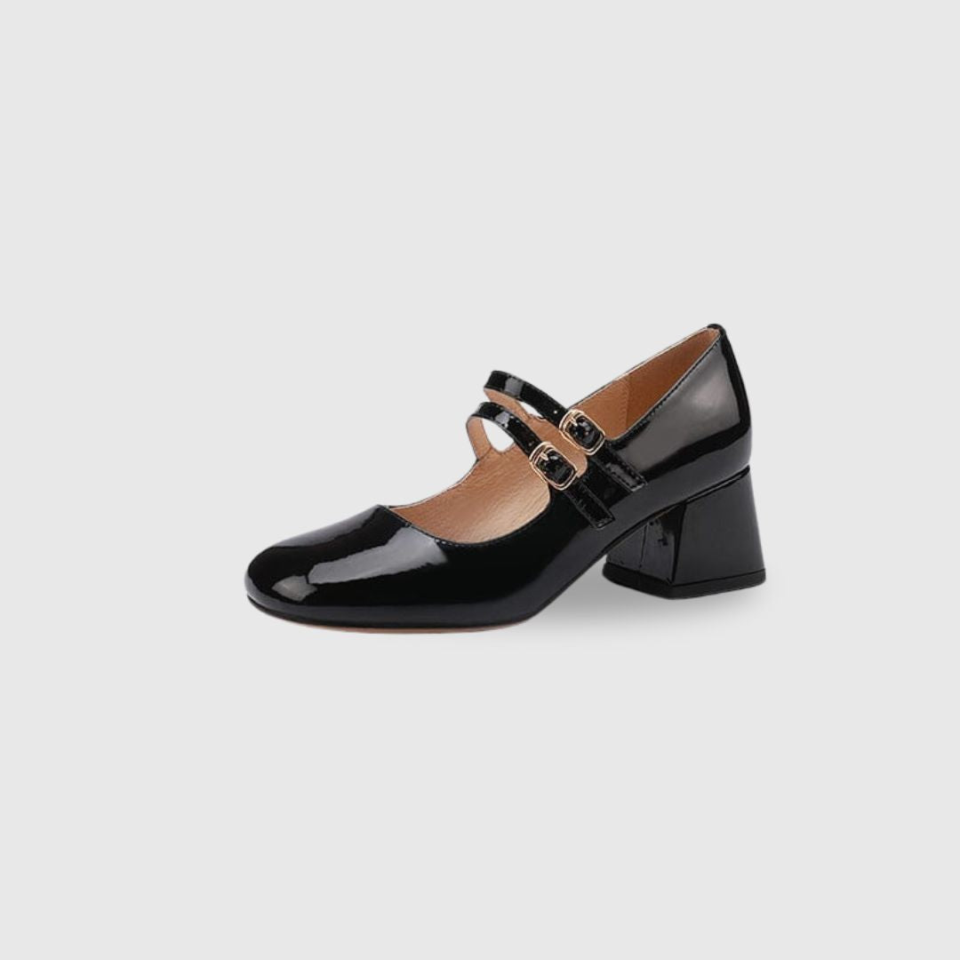 Block Heel Double Strap Shoes