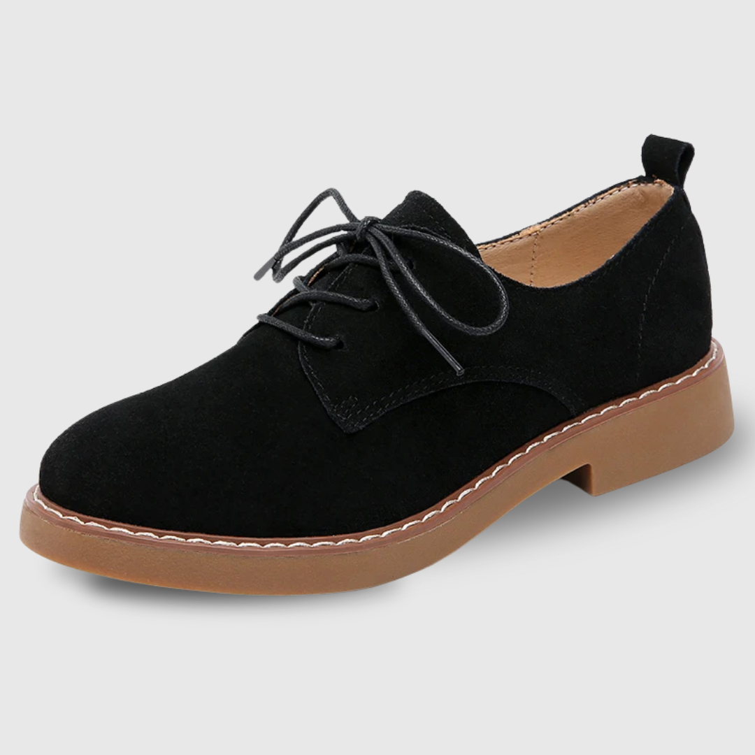Low-Heel Suede Derby Work Shoes