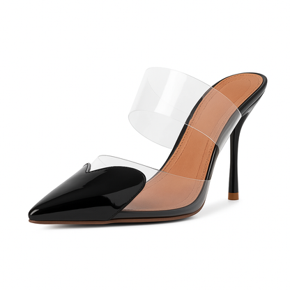 Clear Strap Stiletto Mules