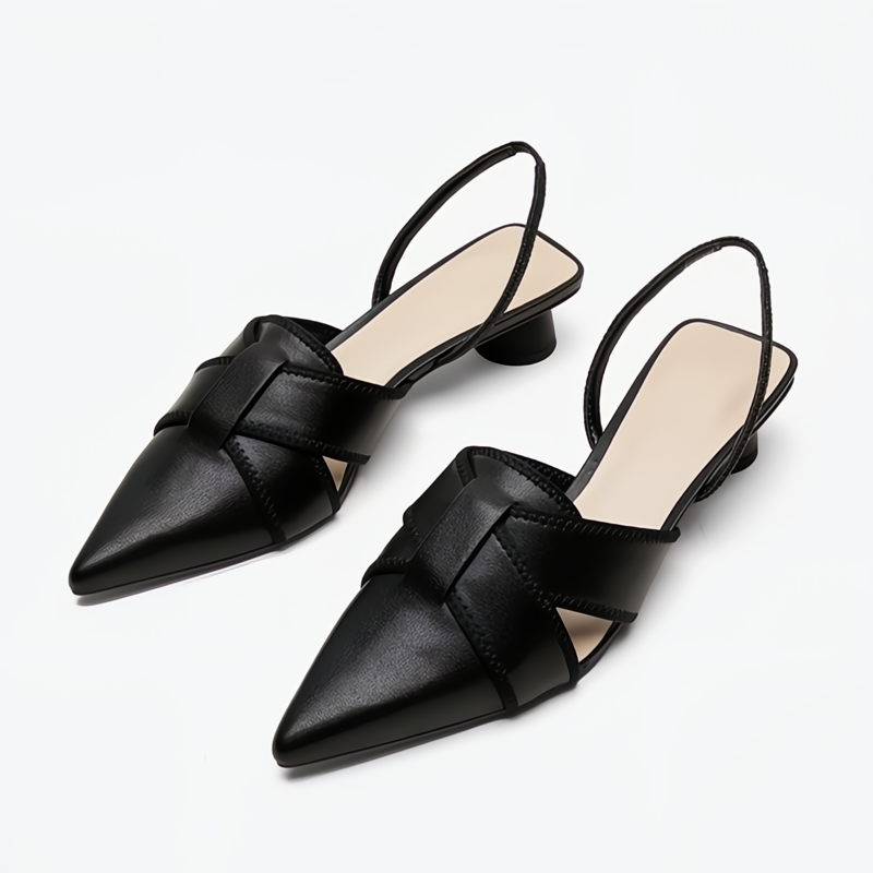 Pointed-Toe Low Heeled Sandals