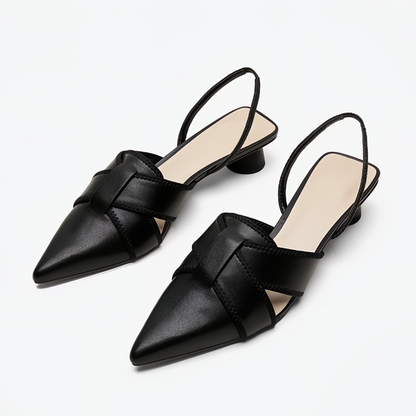 Pointed-Toe Low Heeled Sandals