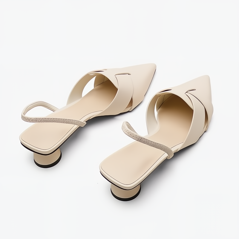 Pointed-Toe Low Heeled Sandals