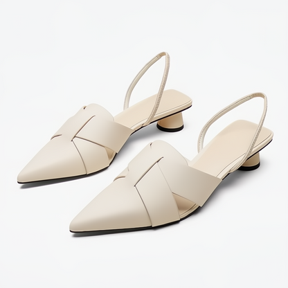 Pointed-Toe Low Heeled Sandals