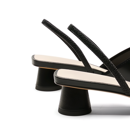 Pointed-Toe Low Heeled Sandals