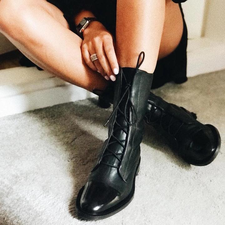 Low Heel Lace Up Boots