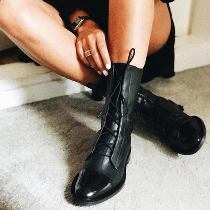 Low Heel Lace Up Boots