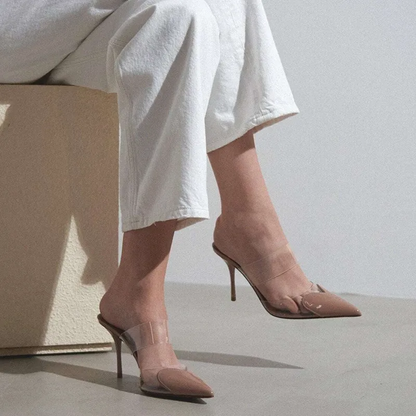 Clear Strap Stiletto Mules