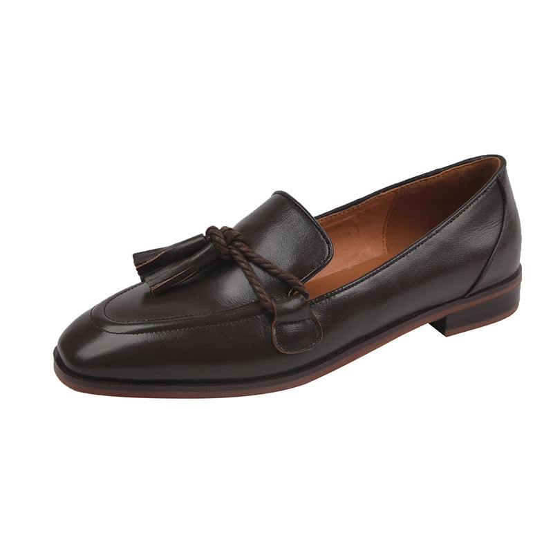 Square Toe Double Knot Tassel Loafers