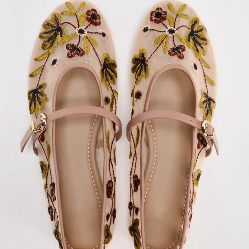 Embroidered Mary Janes