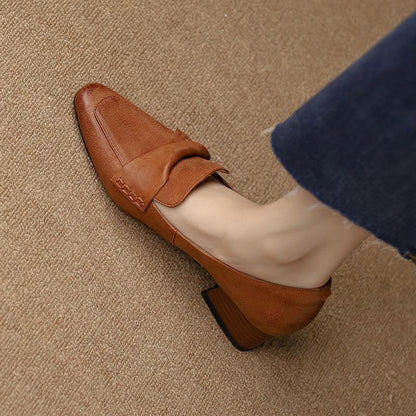 Chunky Heels Square Toe Shoes