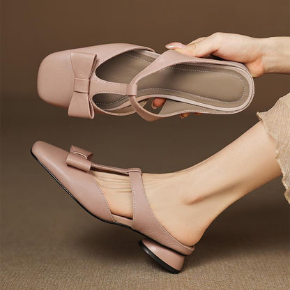 Square Toe Low Heel Slippers