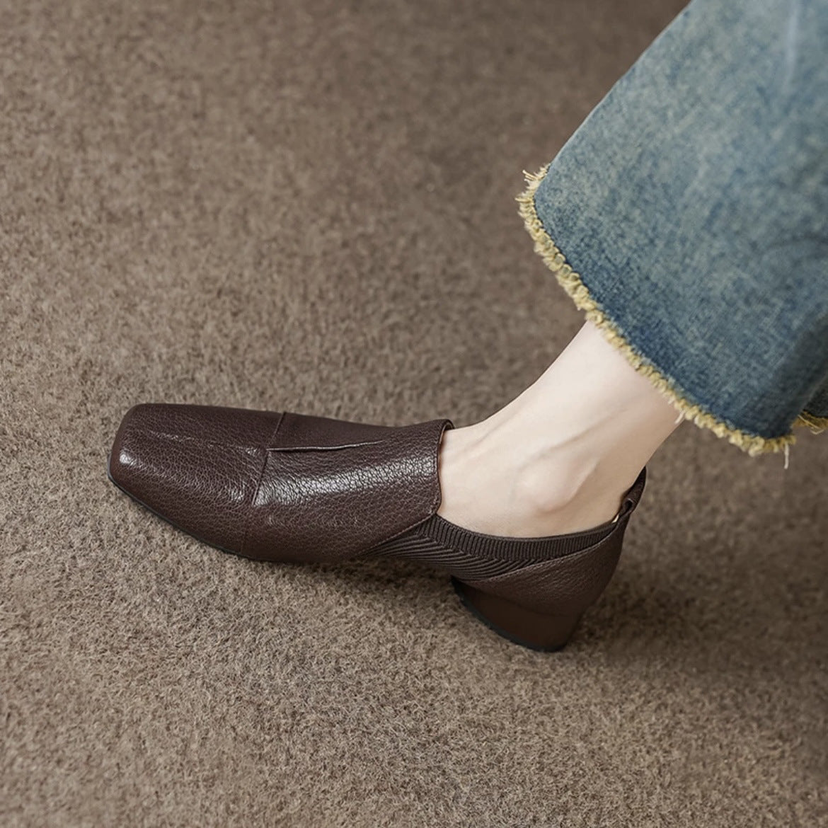 Thick Heel Naked Boots