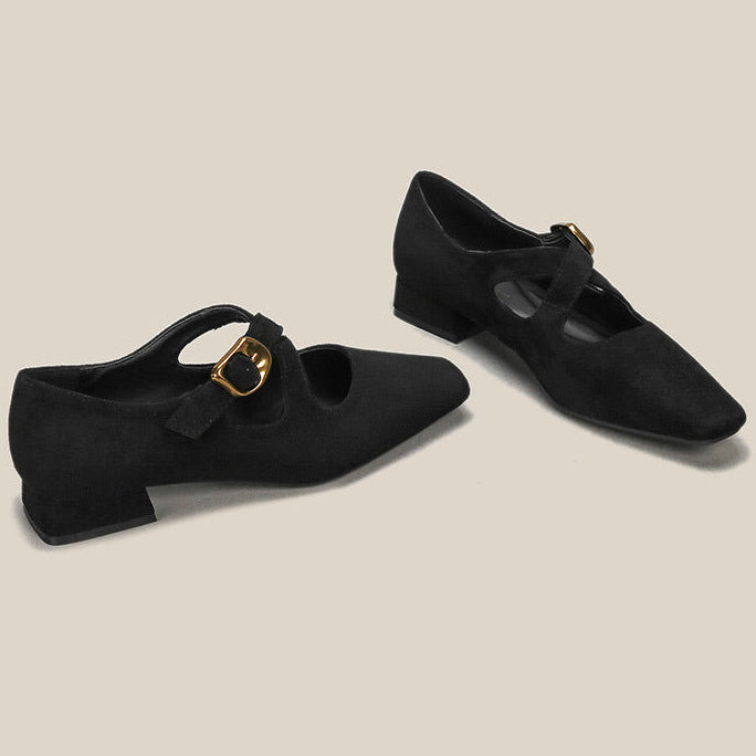 Low Heel Design Buckle Loafers