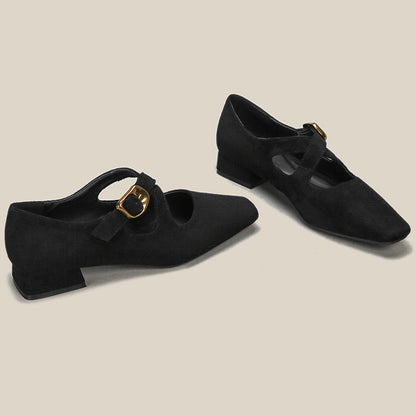 Low Heel Design Buckle Loafers