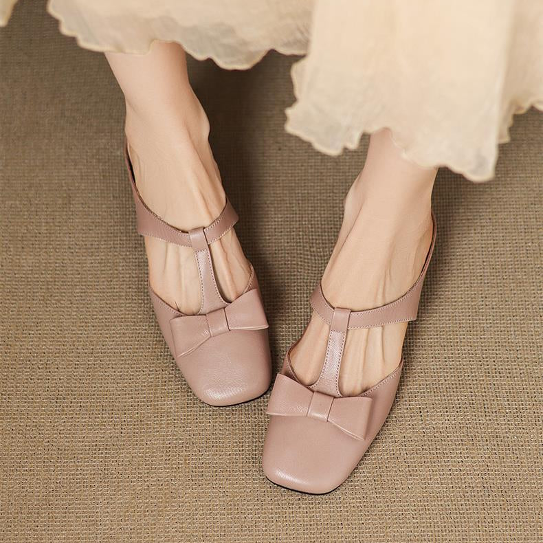 Square Toe Low Heel Slippers