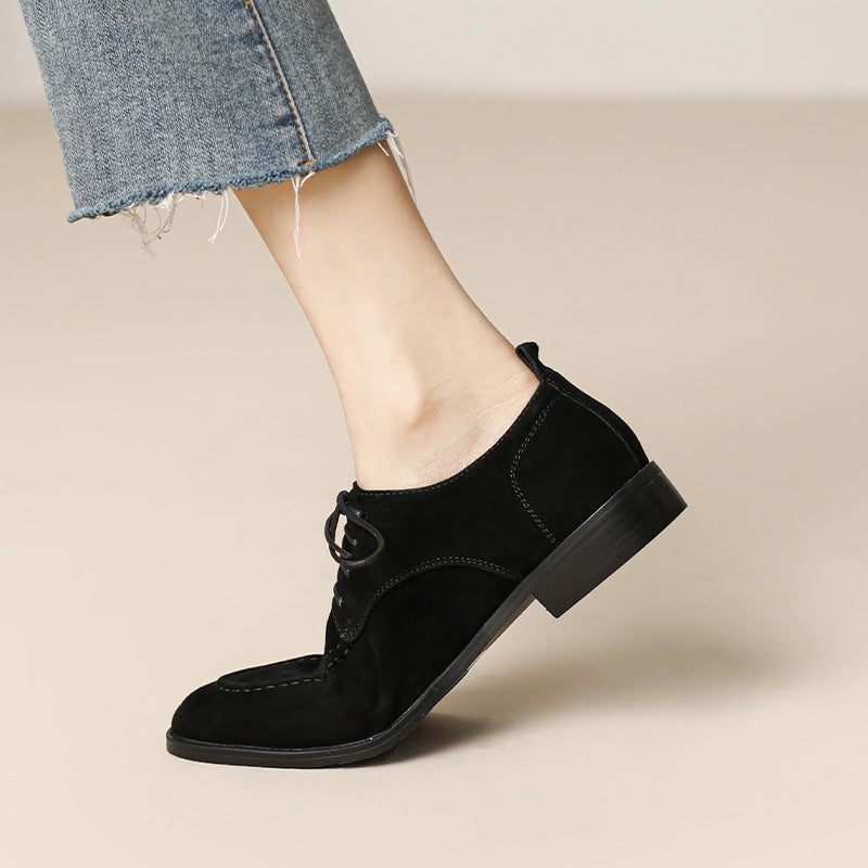 Low-Heel Suede Derby Shoes