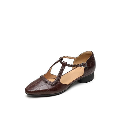 Textured T-Strap Flat Sandals