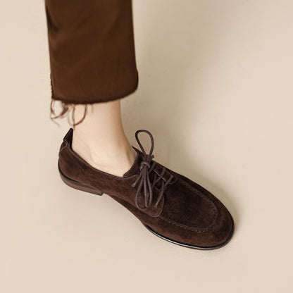 Low-Heel Suede Derby Shoes