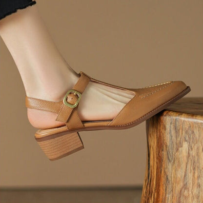 Wide Strap Buckle Shoes