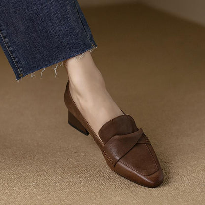 Chunky Heels Square Toe Shoes