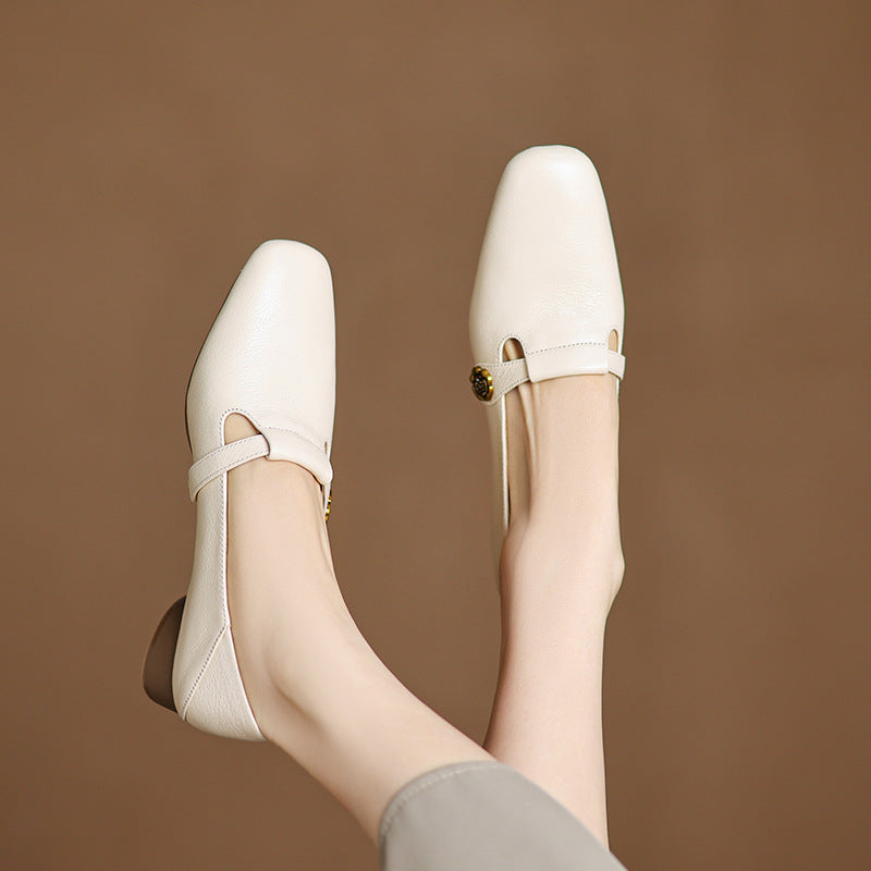 Square-Toe Strap Loafers