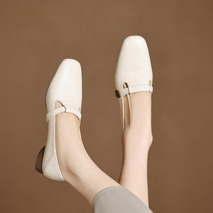 Square-Toe Strap Loafers