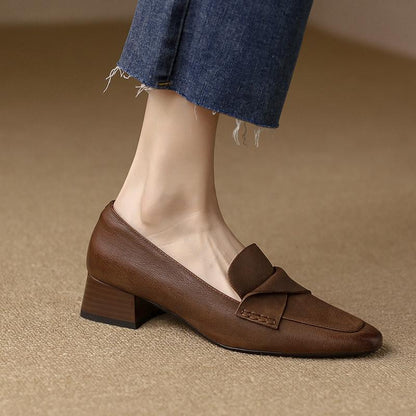 Chunky Heels Square Toe Shoes