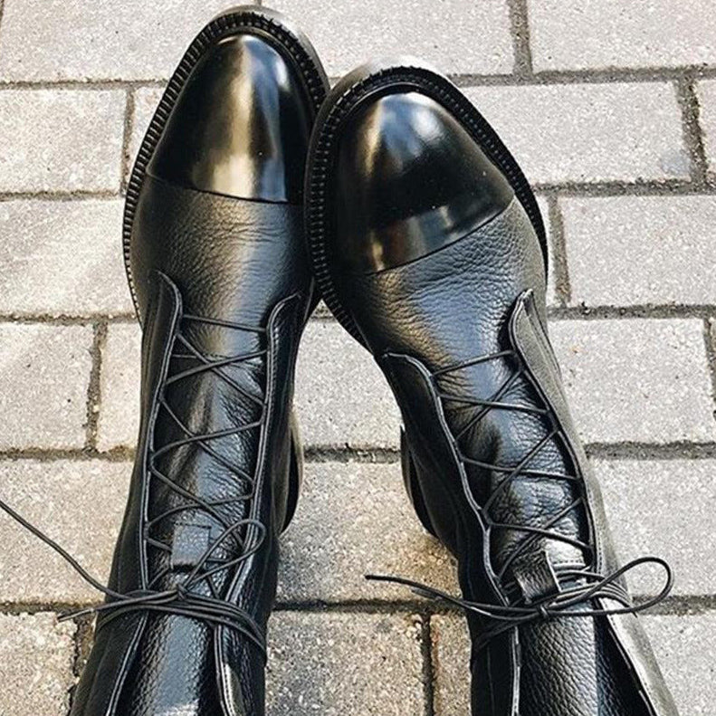 Low Heel Lace Up Boots