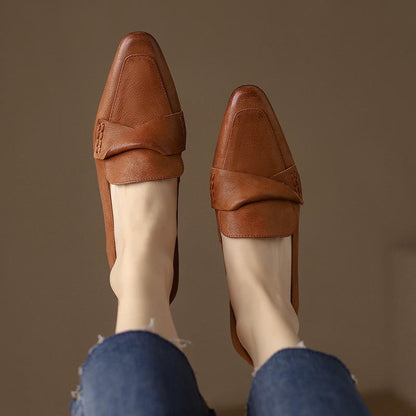 Chunky Heels Square Toe Shoes