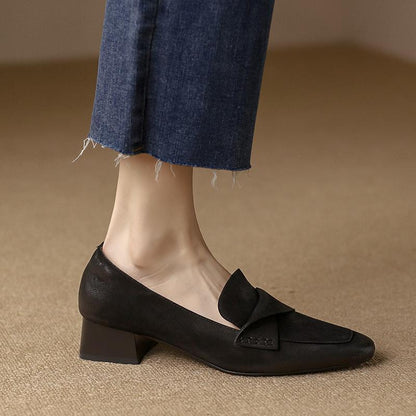 Chunky Heels Square Toe Shoes