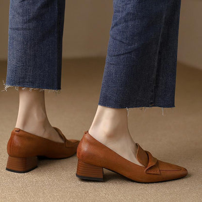 Chunky Heels Square Toe Shoes