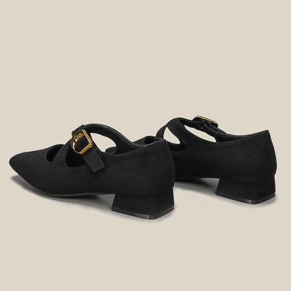 Low Heel Design Buckle Loafers