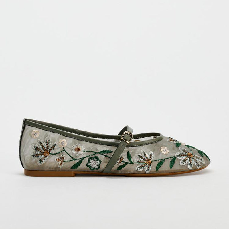 Embroidered Mary Janes